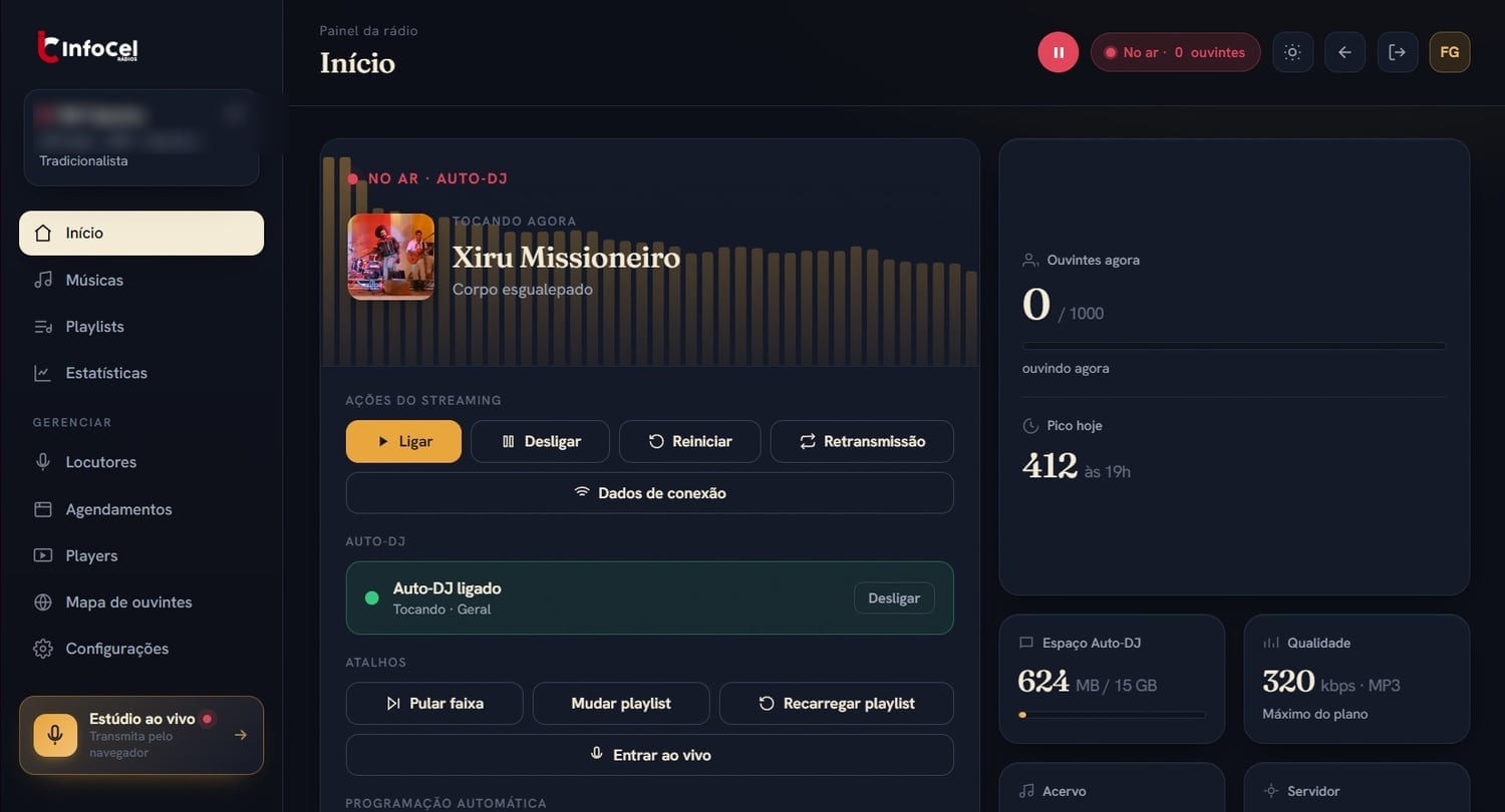 Painel do cliente InfoCel