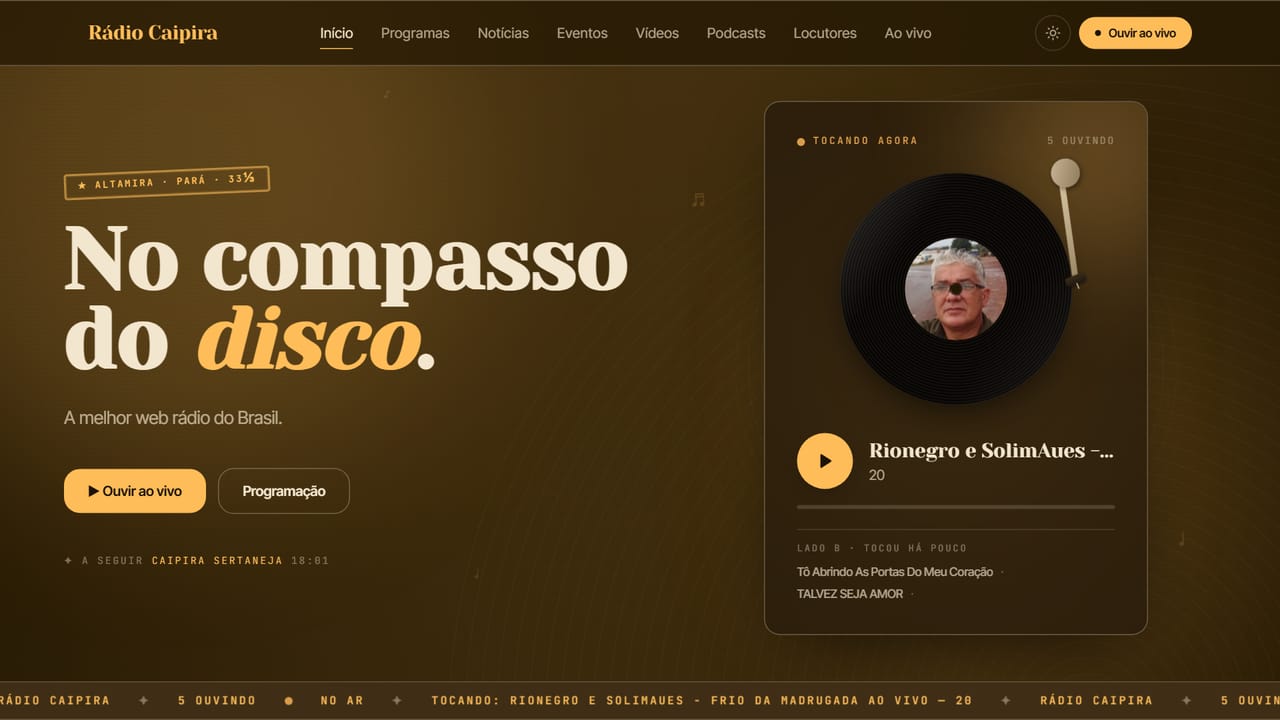 Site Rádio Caipira