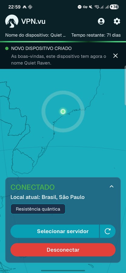 App VPN.vu conectado