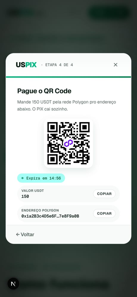 USPIX wizard passo 4: pagar o QR Code